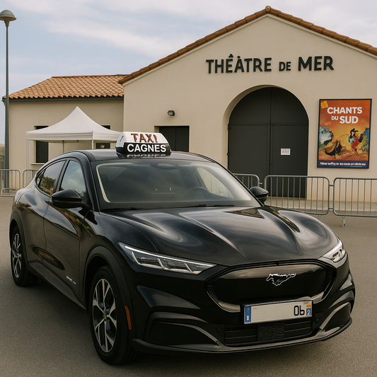 Taxi Cagnes Nicolas 🚖 Présent au Théâtre de la Mer pour le spectacle “Chants du Sud”. Service local, ponctuel et disponible 24/7.